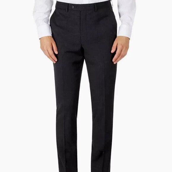 Calvin Klein Black Check Dress Pants 32x32 Flat Front Quiet Luxury Officewear - Picture 1 of 7